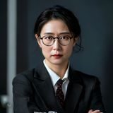 暴走黑料法务顾问陈若琳，专业律师形象，眼镜加身气质严谨，专注娱乐法律合规领域